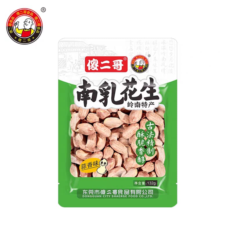 傻二哥南乳花生-蒜香味 132G ShaErGe Fermented Bean Peanuts Garlic Flavor 132G