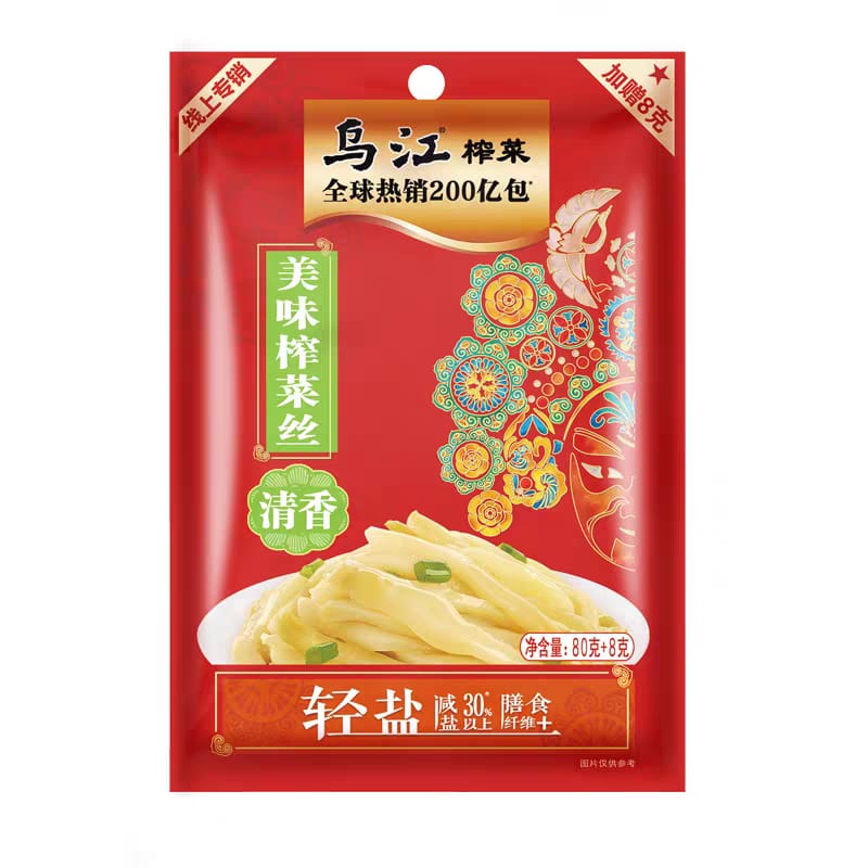 乌江轻盐清爽美味榨菜丝 80G WuJiang Mustard Shreds Light Salt 80G