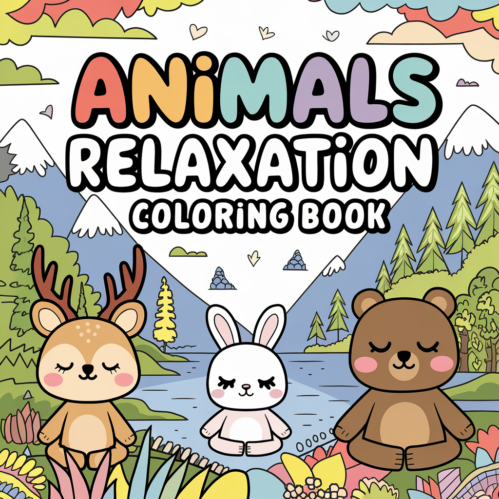 Animals Relaxation Coloring Book for Kids (PDF) –75 Calm & Easy Pages