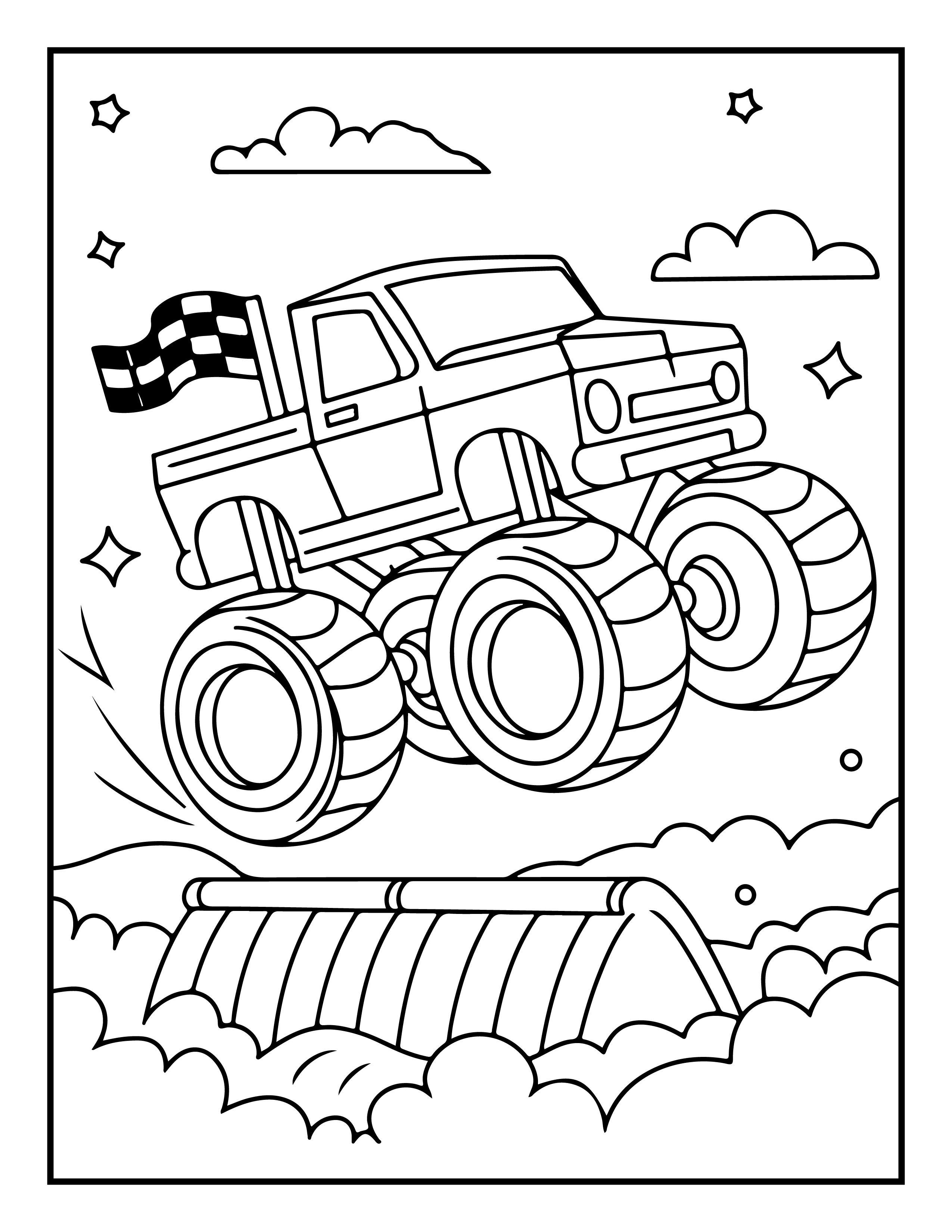 Monster Truck Adventure Coloring Book for Kids (PDF) – 68 Bold & Easy Pages