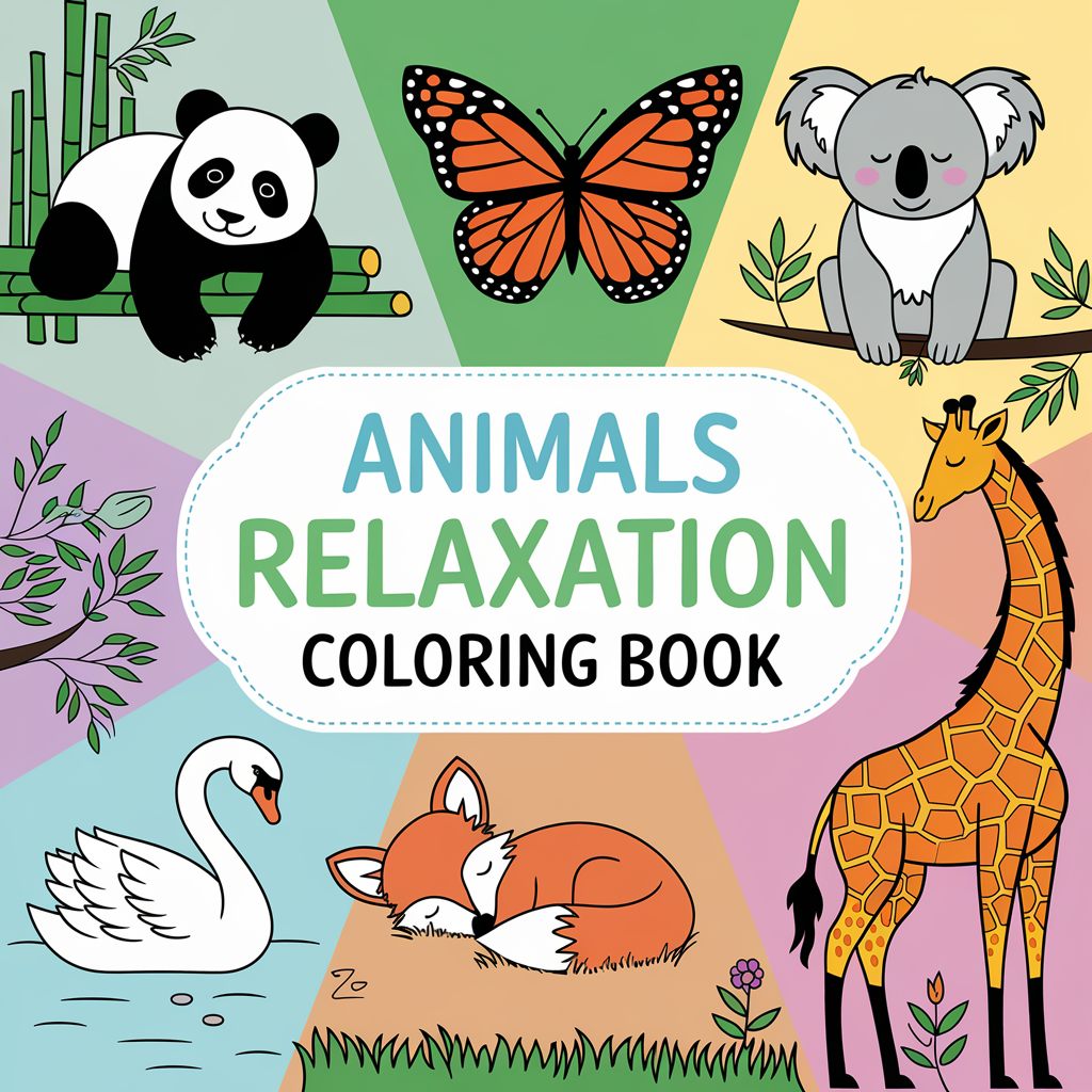 Animals Relaxation Coloring Book for Kids (PDF) –75 Calm & Easy Pages