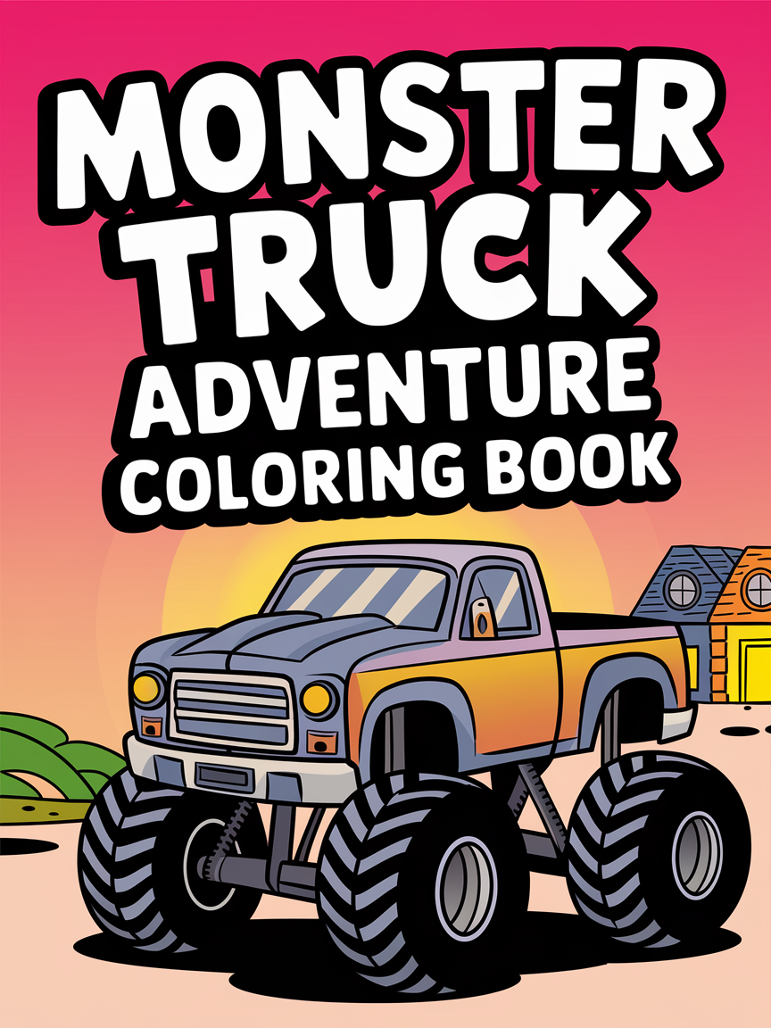 Monster Truck Adventure Coloring Book for Kids (PDF) – 68 Bold & Easy Pages