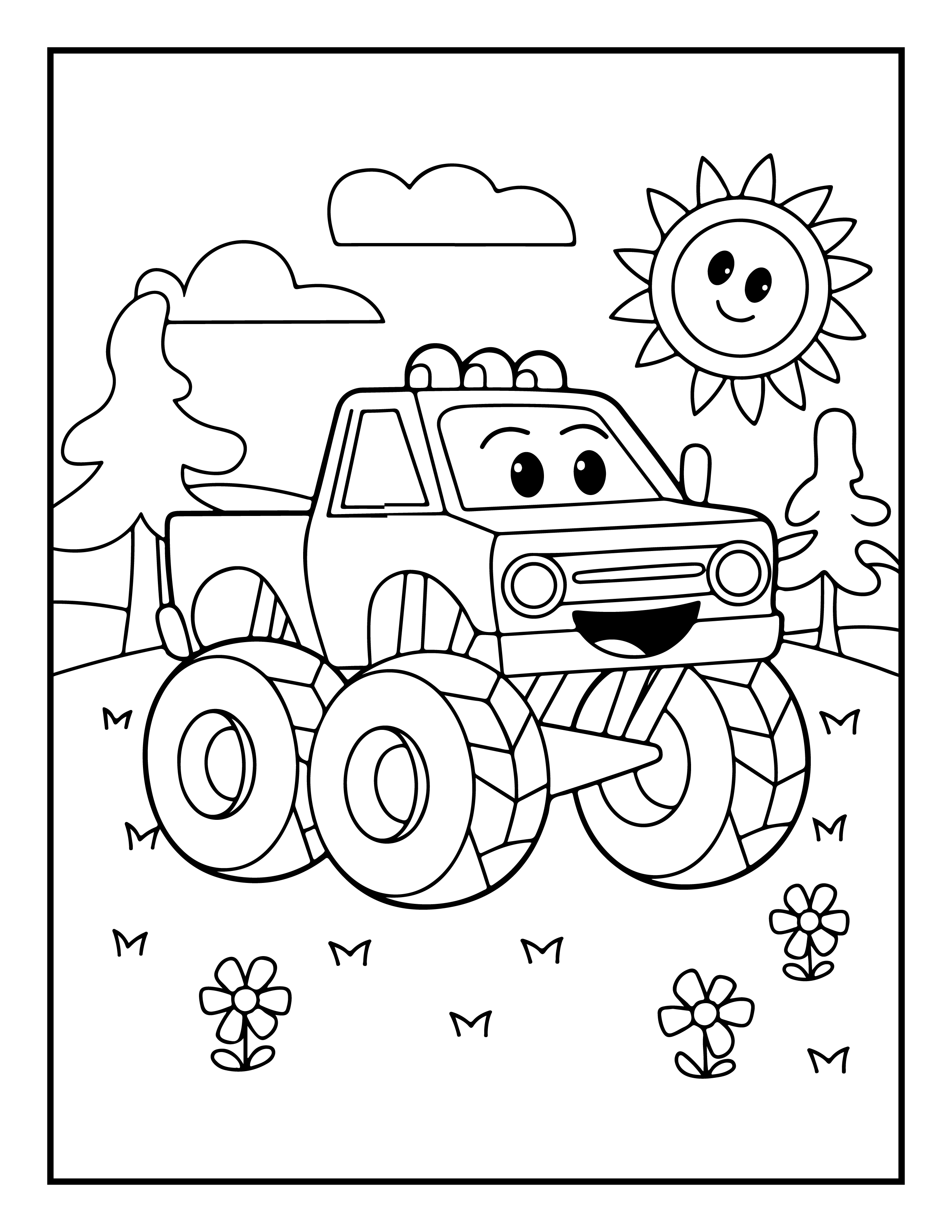 Monster Truck Adventure Coloring Book for Kids (PDF) – 68 Bold & Easy Pages
