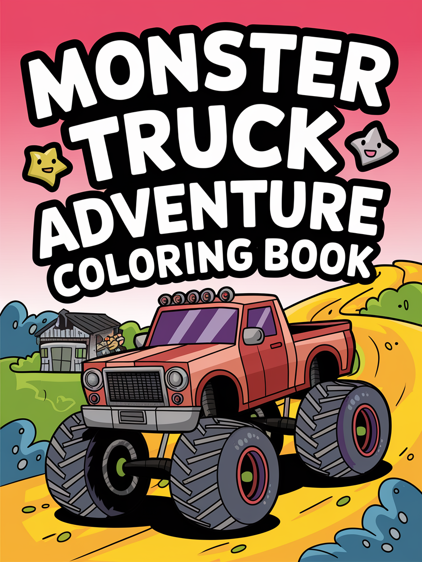 Monster Truck Adventure Coloring Book for Kids (PDF) – 68 Bold & Easy Pages