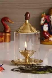 Brass Oil Diya with Glass Cover
