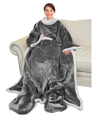 Wearable Blanket with Sleeves & Foot Pockets - links down bellow