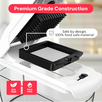 Original Pro Chopper - Vegetable Chopper and Spiralizer, Food Chopper with Container, Fruit Slicer, Kitchen Gadgets & Gifts, Home Essentials (4 in 1, White), link bellow