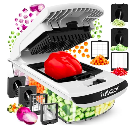 Original Pro Chopper - Vegetable Chopper and Spiralizer, Food Chopper with Container, Fruit Slicer, Kitchen Gadgets & Gifts, Home Essentials (4 in 1, White), link bellow