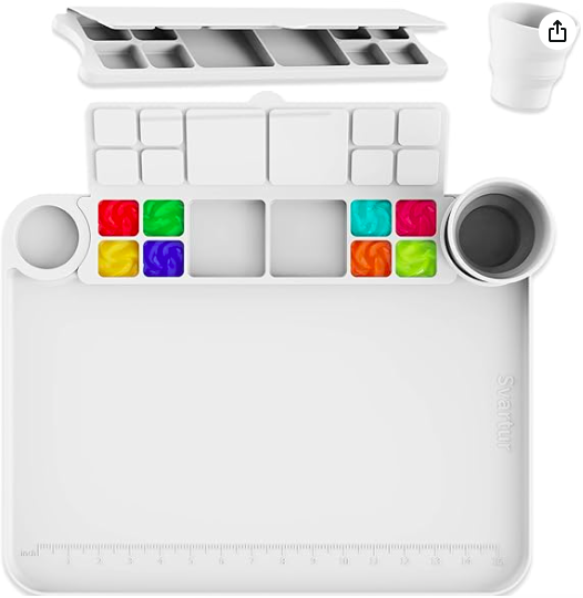 Silicone Painting Mat with Cup and Palette - et the amazon link down bellow
