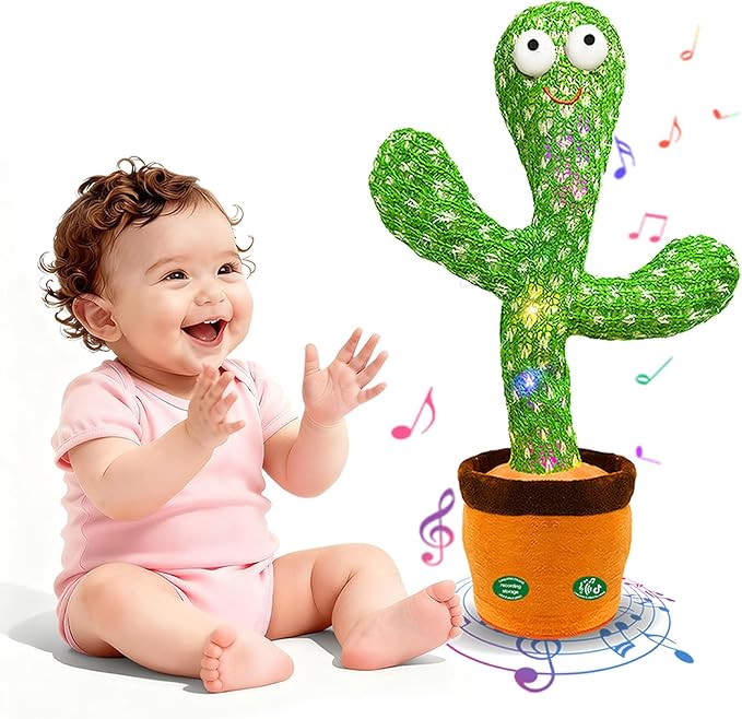 Interactive Baby Toys Dancing Talking Cactus Toy,Funny Gift for Infant 6-18 Months, Singing Musical Record Repeat What You Say Light Up Toy for Toddler 1 2 3 Year Old Boy Girl (Volume Adjustment)