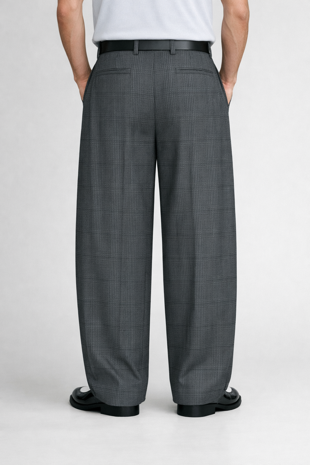 Men's Wide-Leg Plaid Trousers