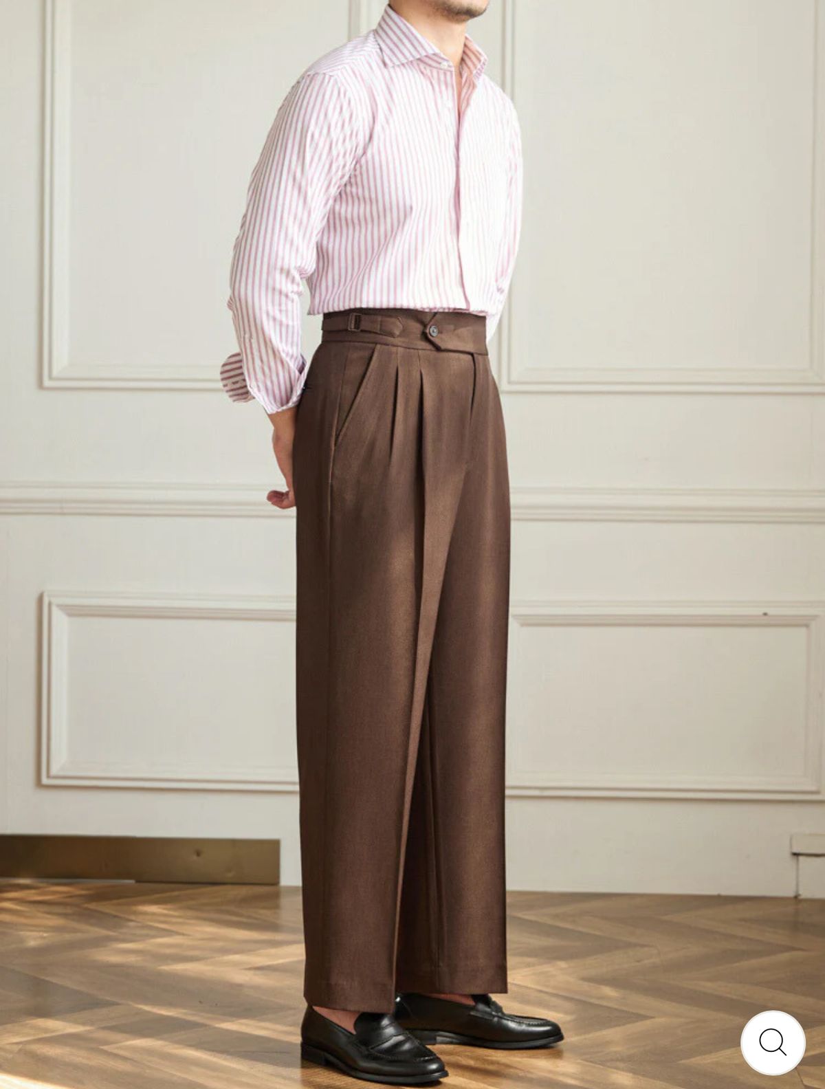 Brown Wide-Leg Gurkha Trousers