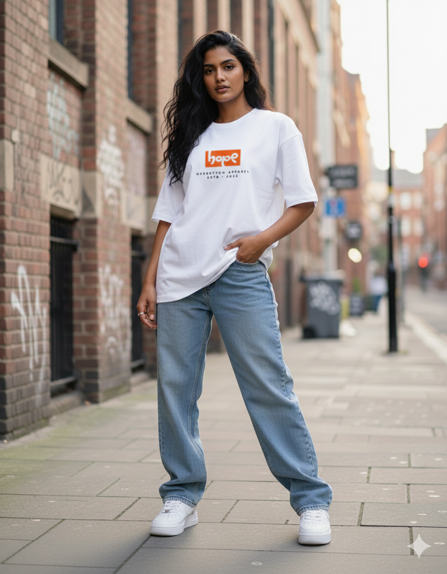 Hope- White Oversized T-Shirt