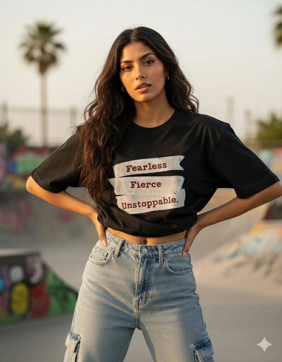 Indomitable- Black Oversized T-Shirt