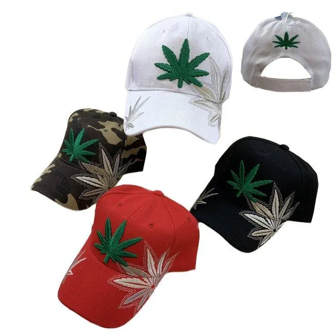 Embroidered Leaf Baseball Caps