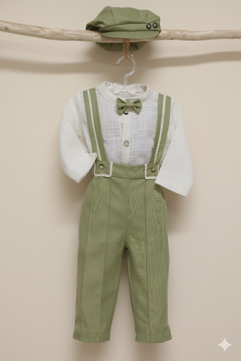 Linden Erkek Çocuk Keten Gabardin Salopet Takım