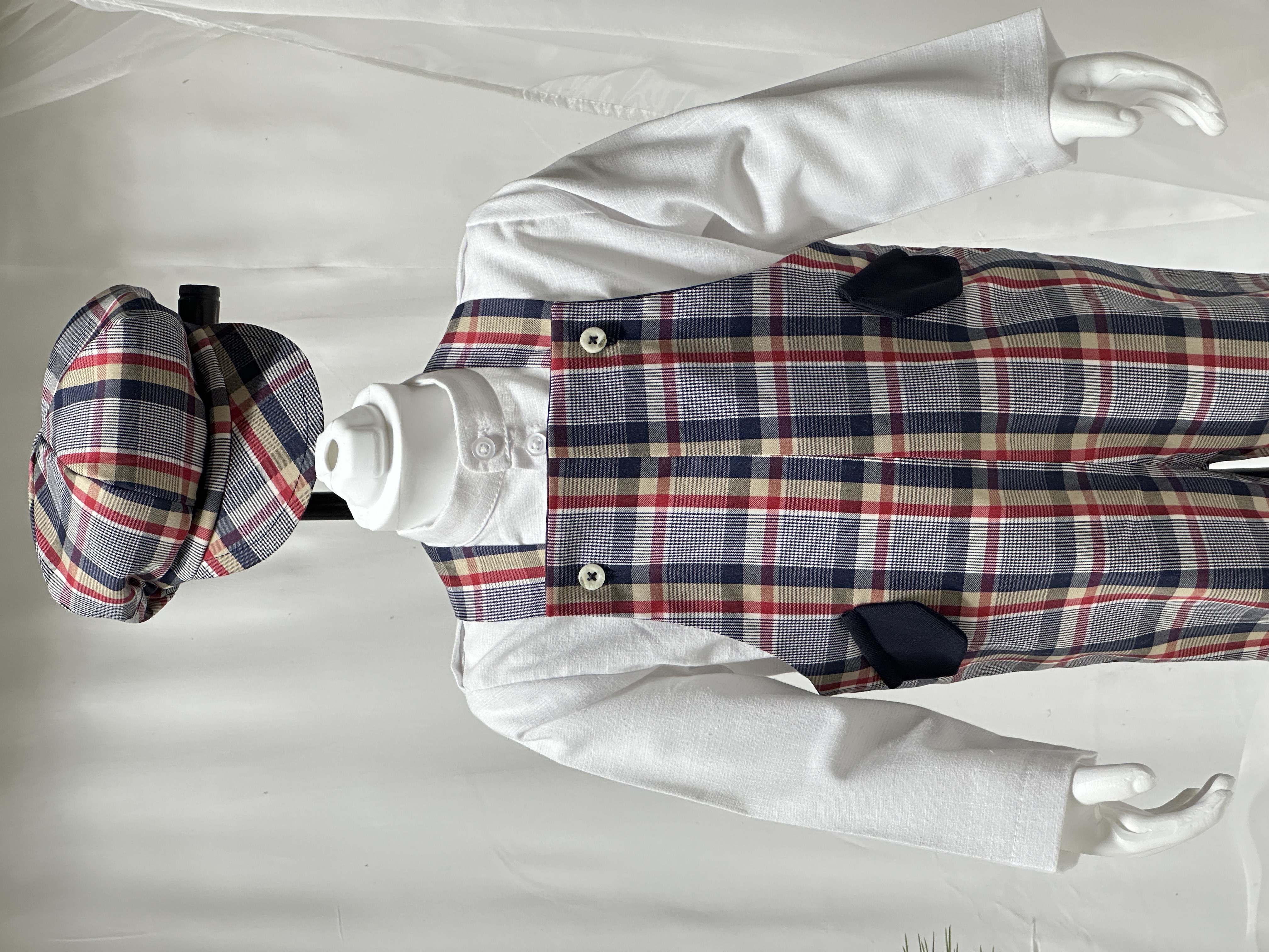 Blend Ekose Salopet ve Kasketli Erkek Çocuk Bebek Takımı