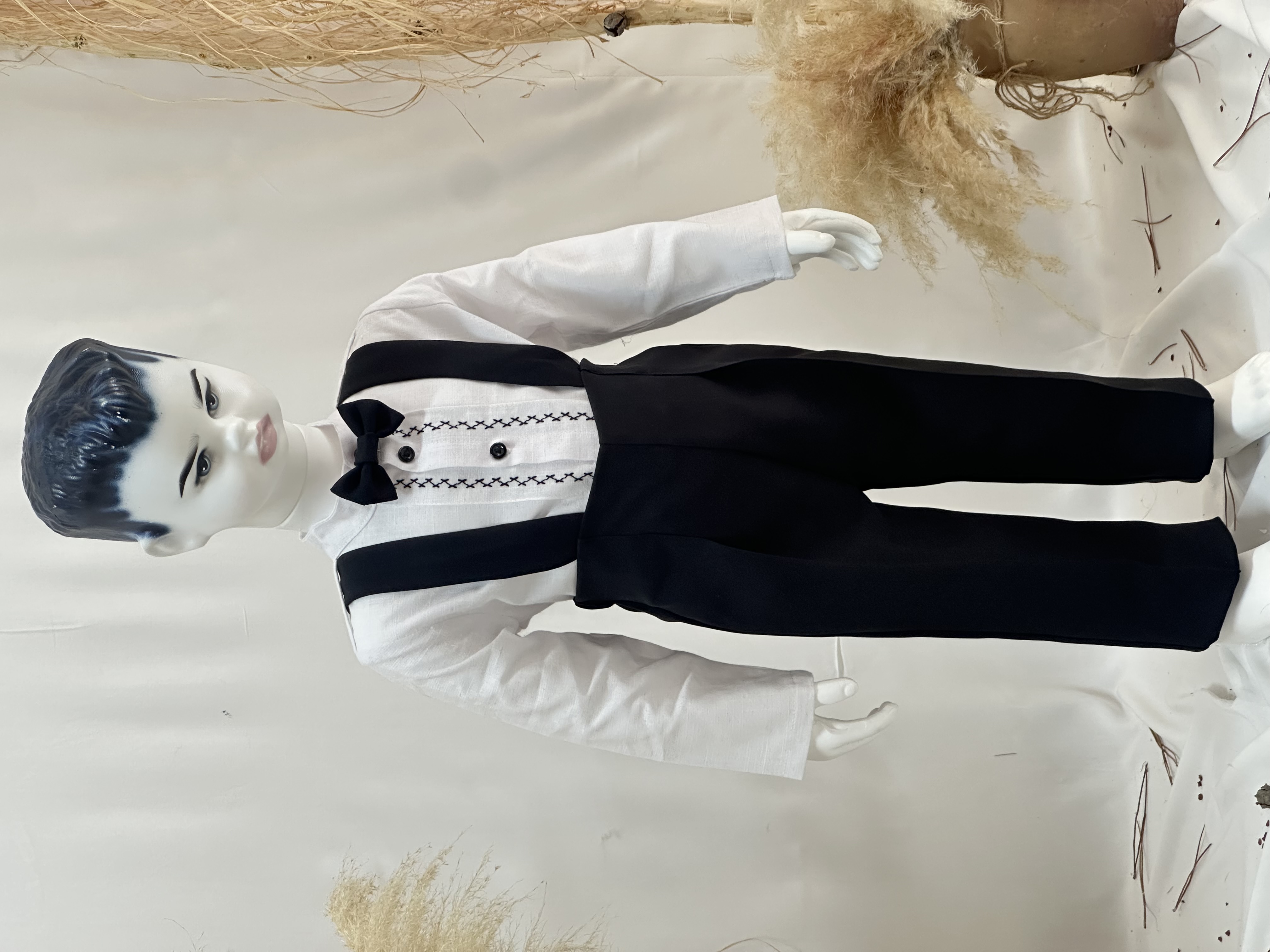 Sandy Siyah Erkek Çocuk Şık Salopet Pantolon Takım – Gömlek, Ceket, Papyon