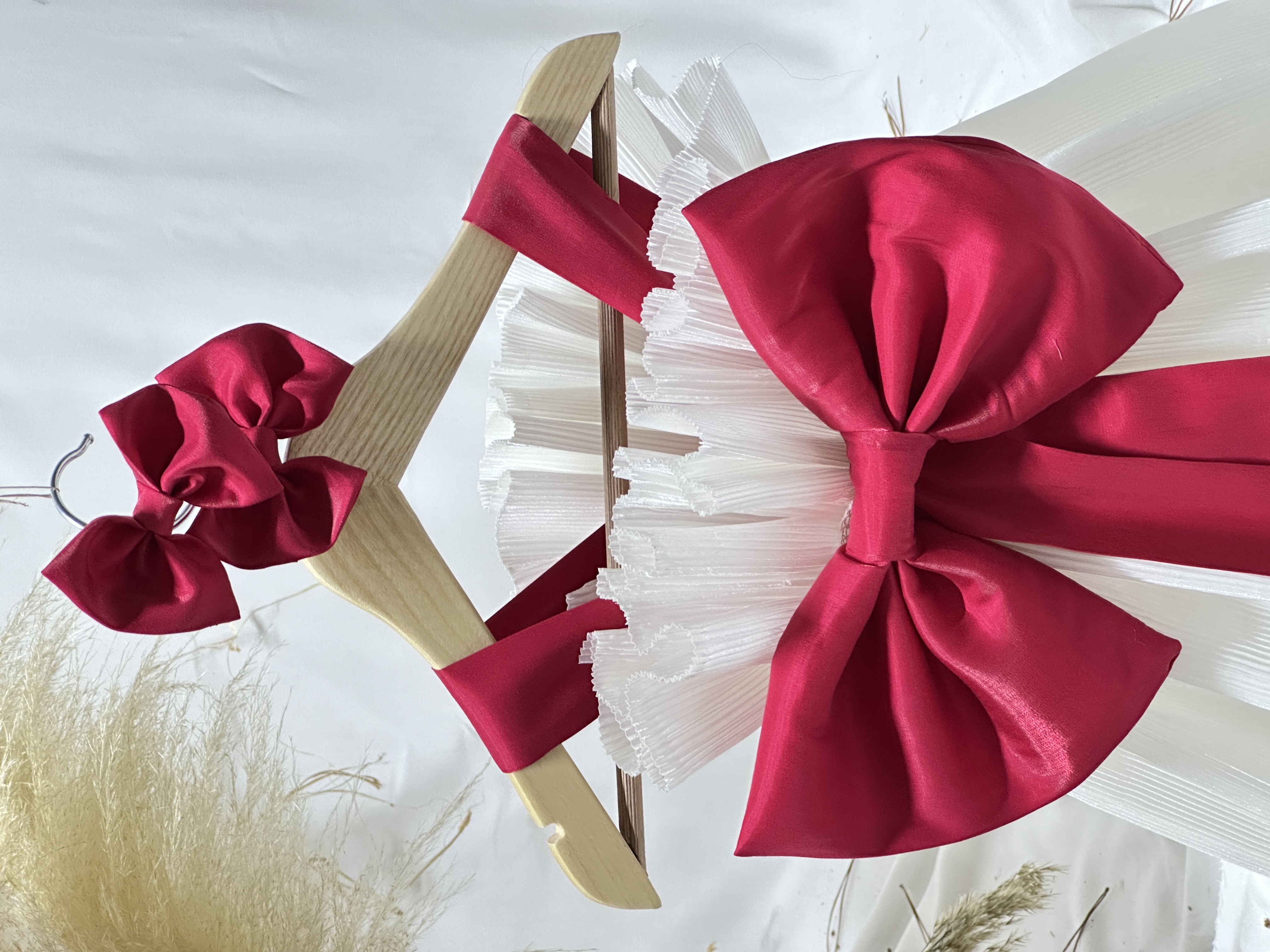 Red Angel Lüks Kız Bebek ve Çocuk Elbisesi Kırmızı Büyük Fiyonk Detaylı