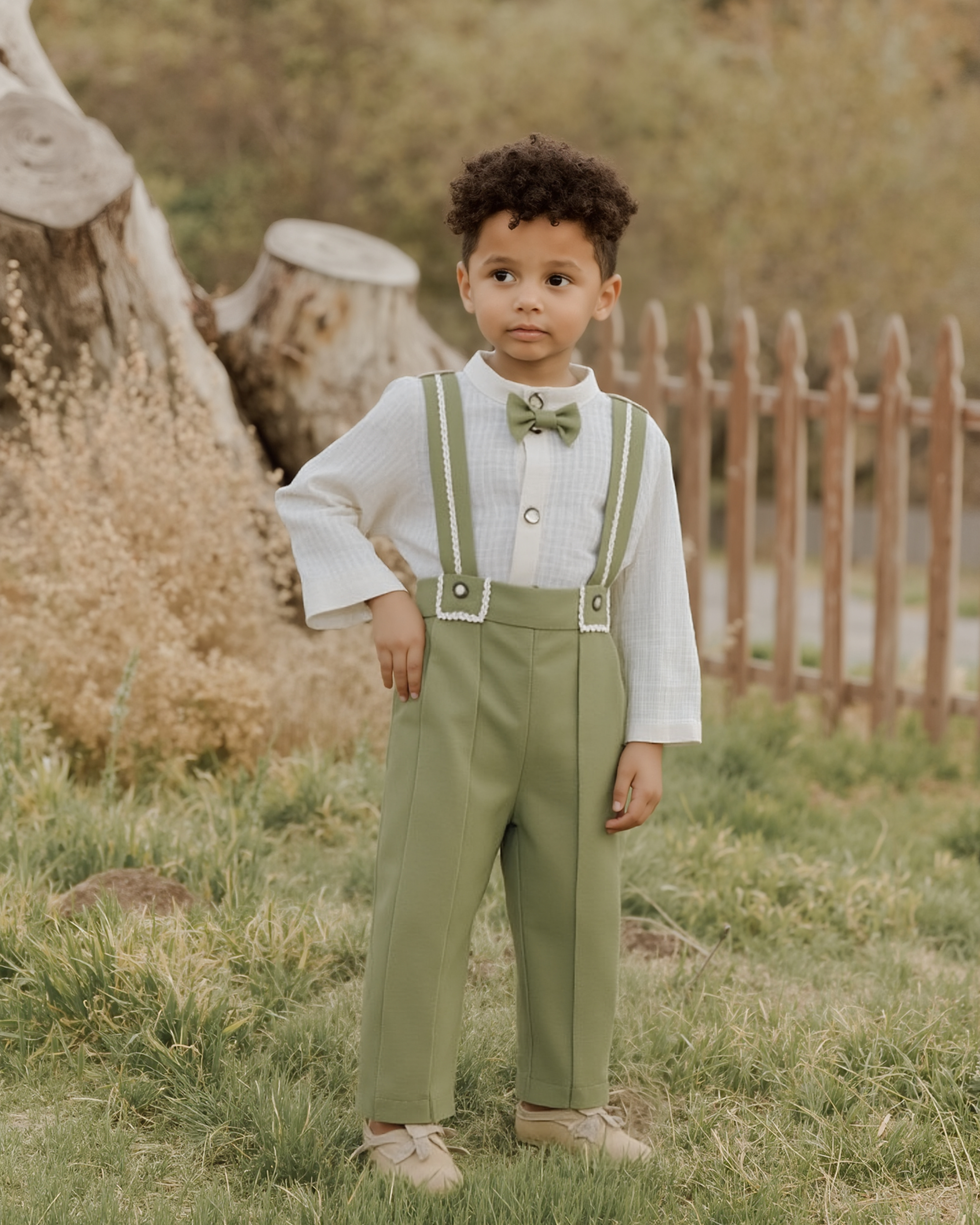 Linden Erkek Çocuk Keten Gabardin Salopet Takım