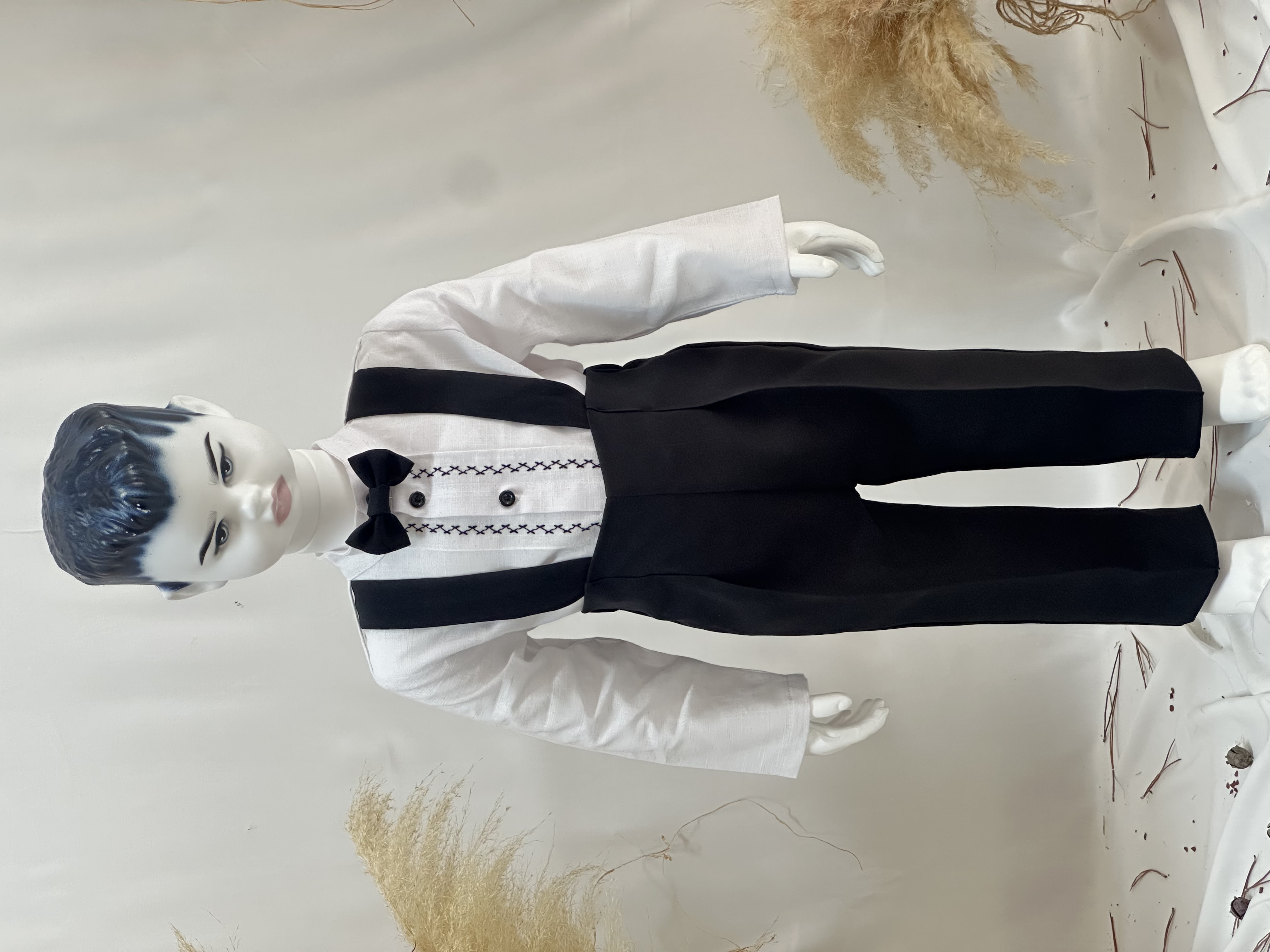 Sandy Siyah Erkek Çocuk Şık Salopet Pantolon Takım – Gömlek, Ceket, Papyon