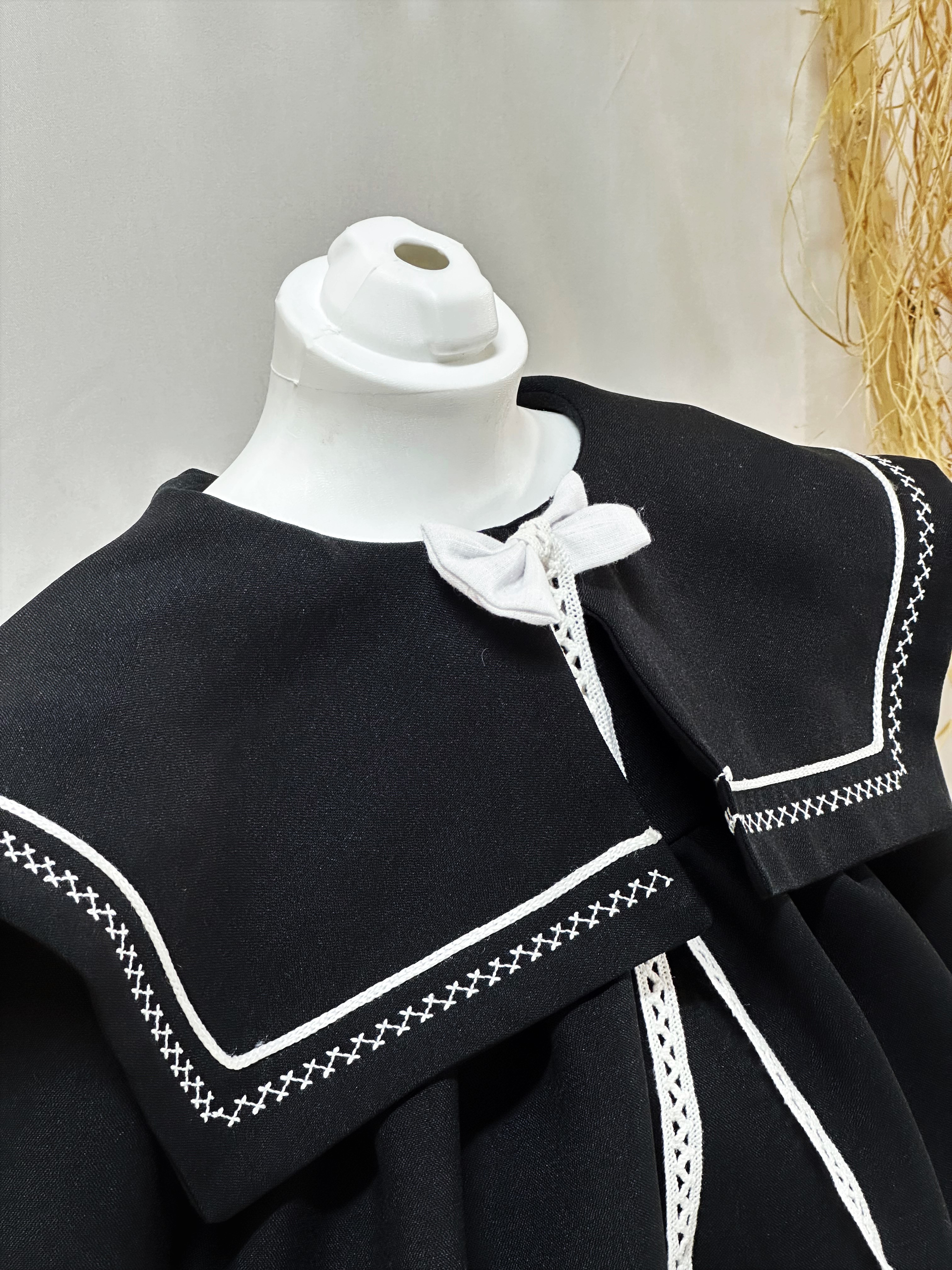 Sandy Siyah Dokuma Kız Çocuk Elbise