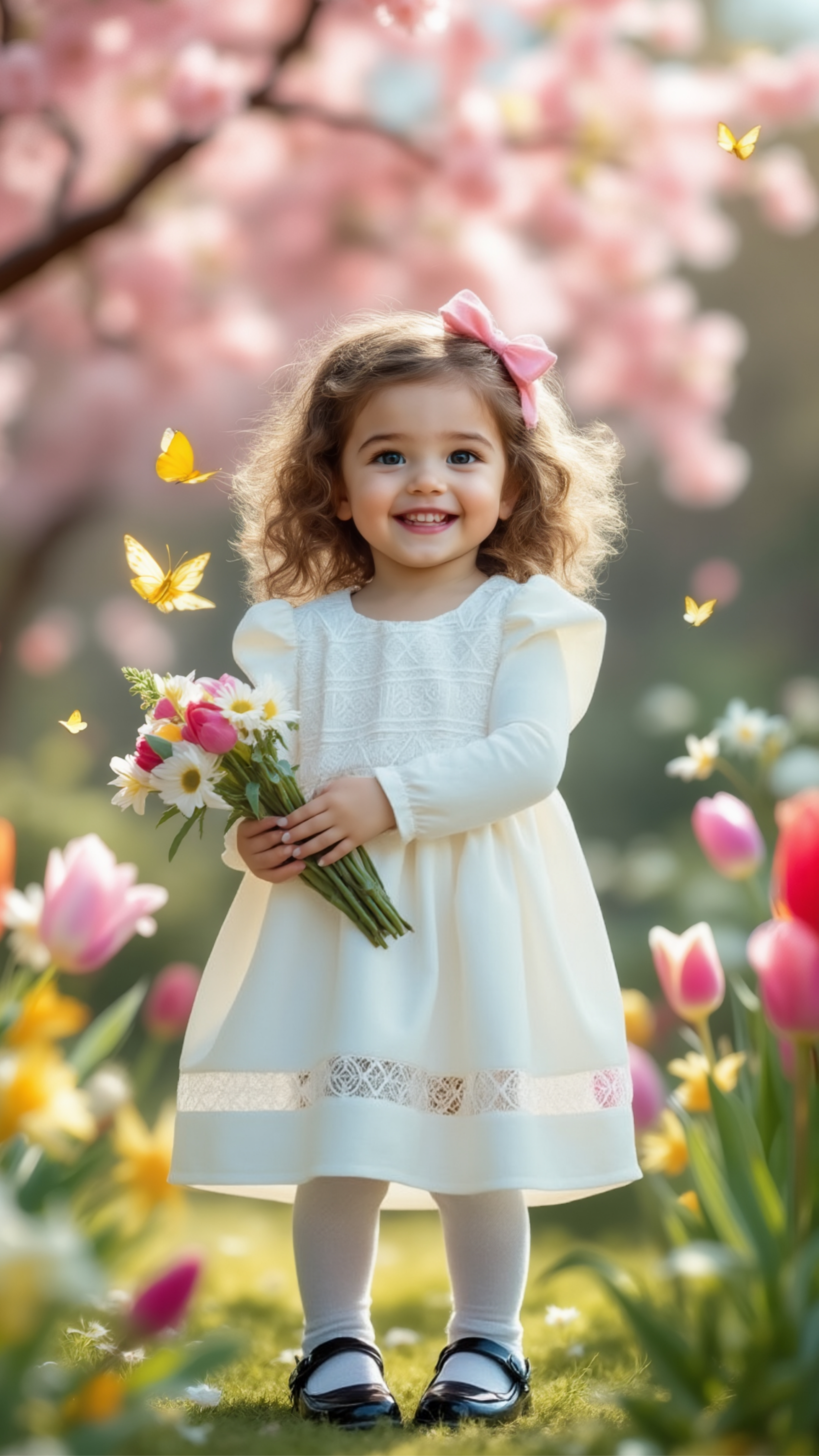 Eira Kız Çocuk Beyaz Elbise - Krep Kumaş Dantel Detaylı Özel Gün ve Davet Elbisesi