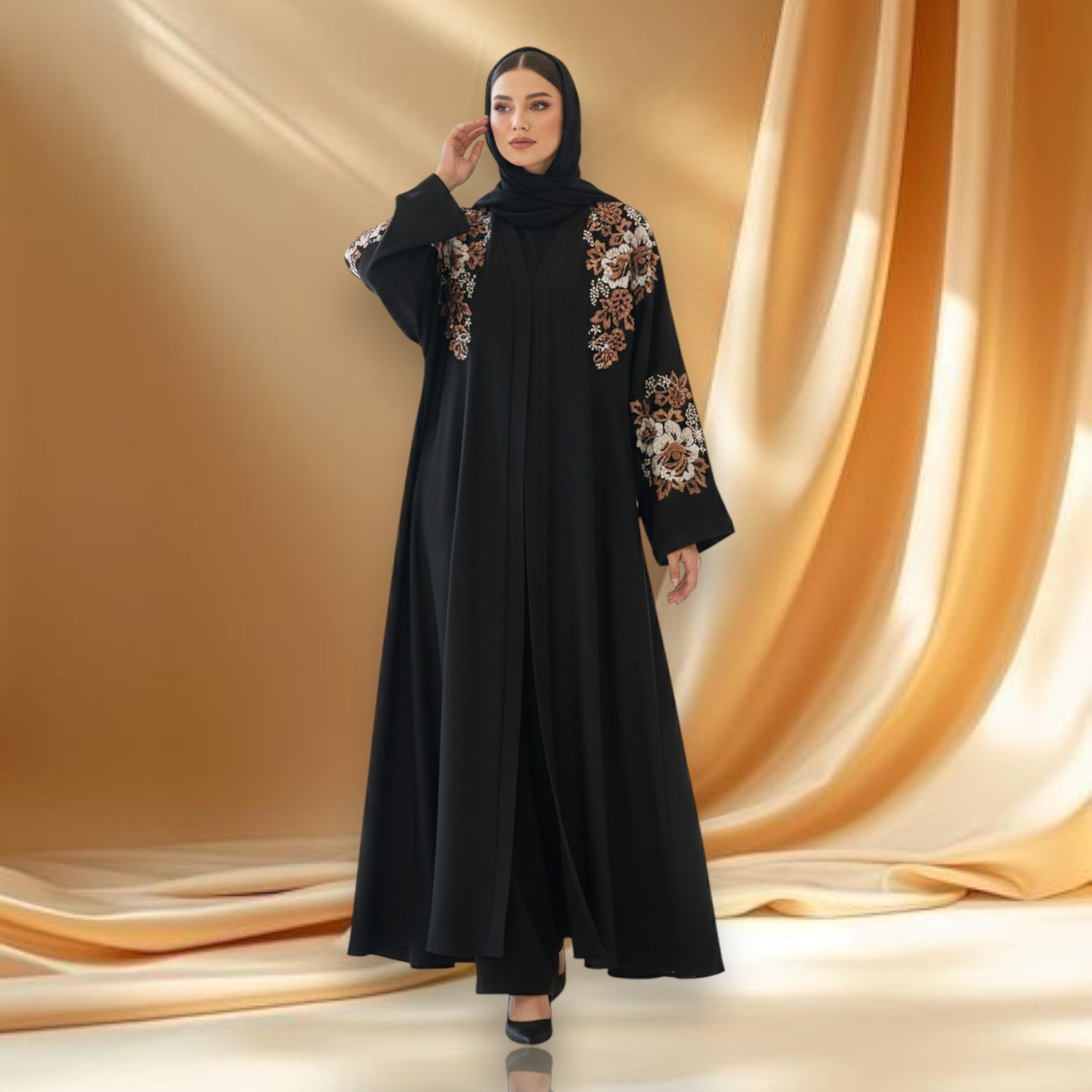 Elegant Floral Embroidered Abaya
