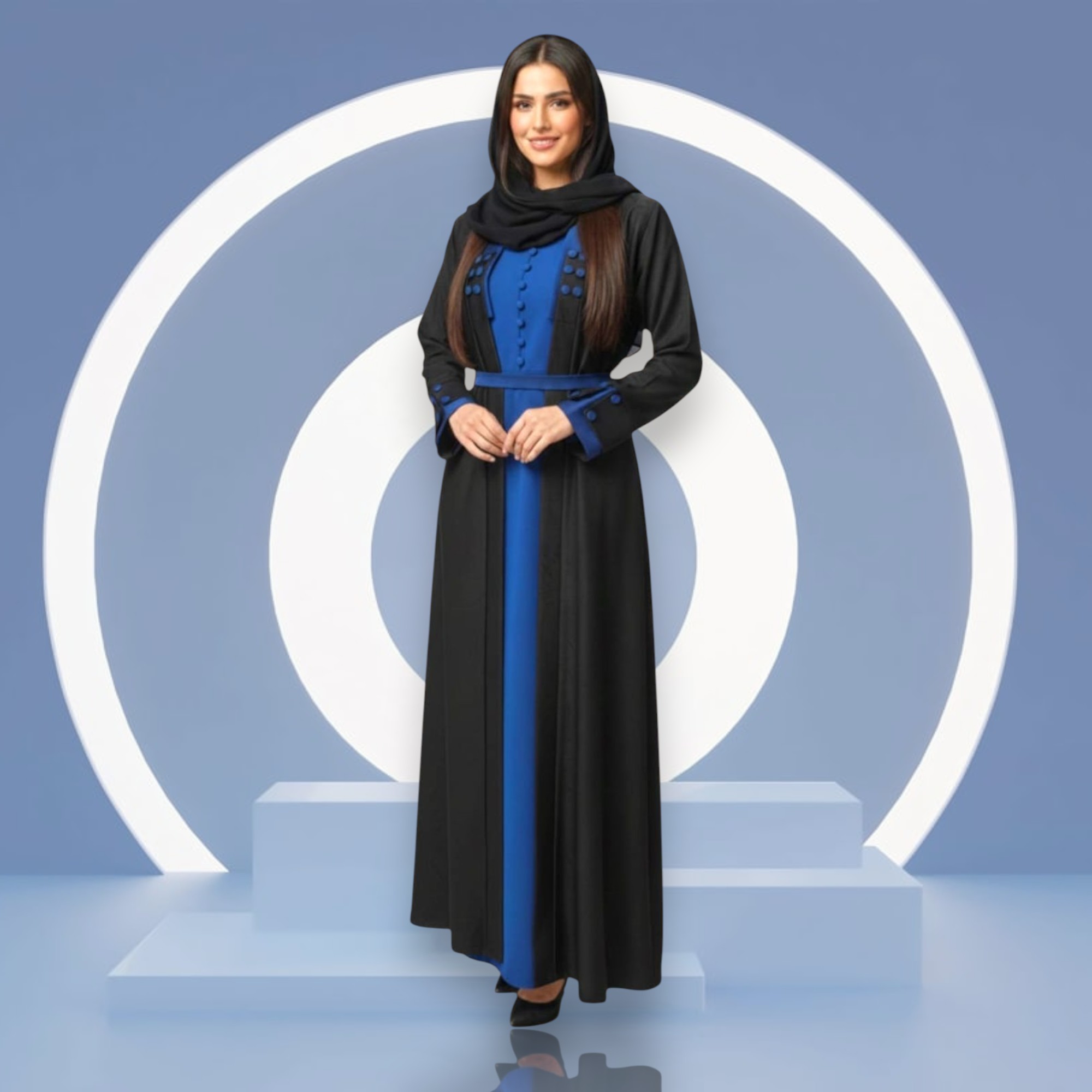 Elegant Black & Blue Abaya