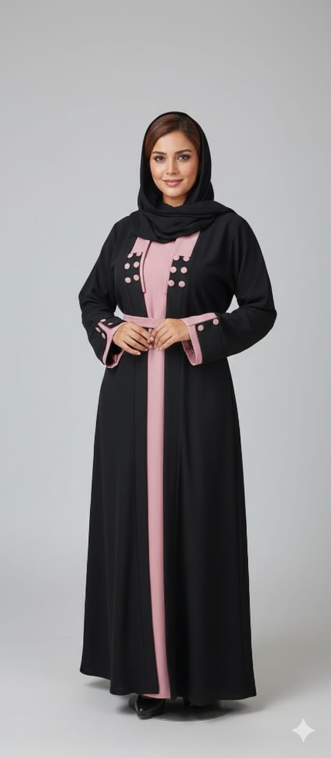 Elegant Black and Pink Abaya