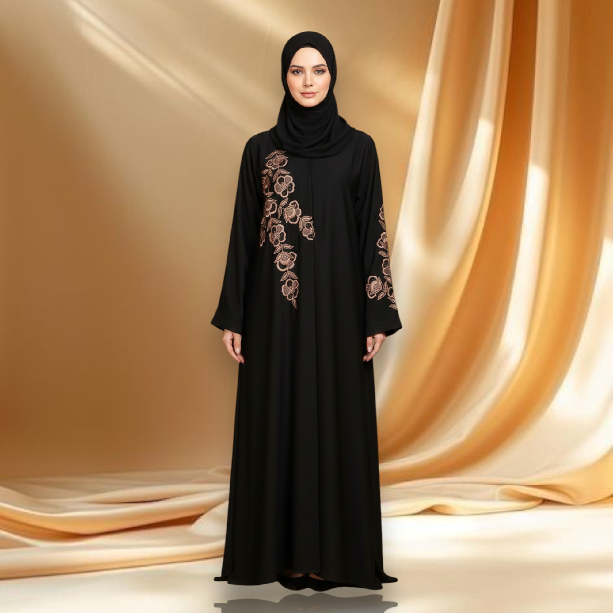 Elegant Black Embroidered Abaya