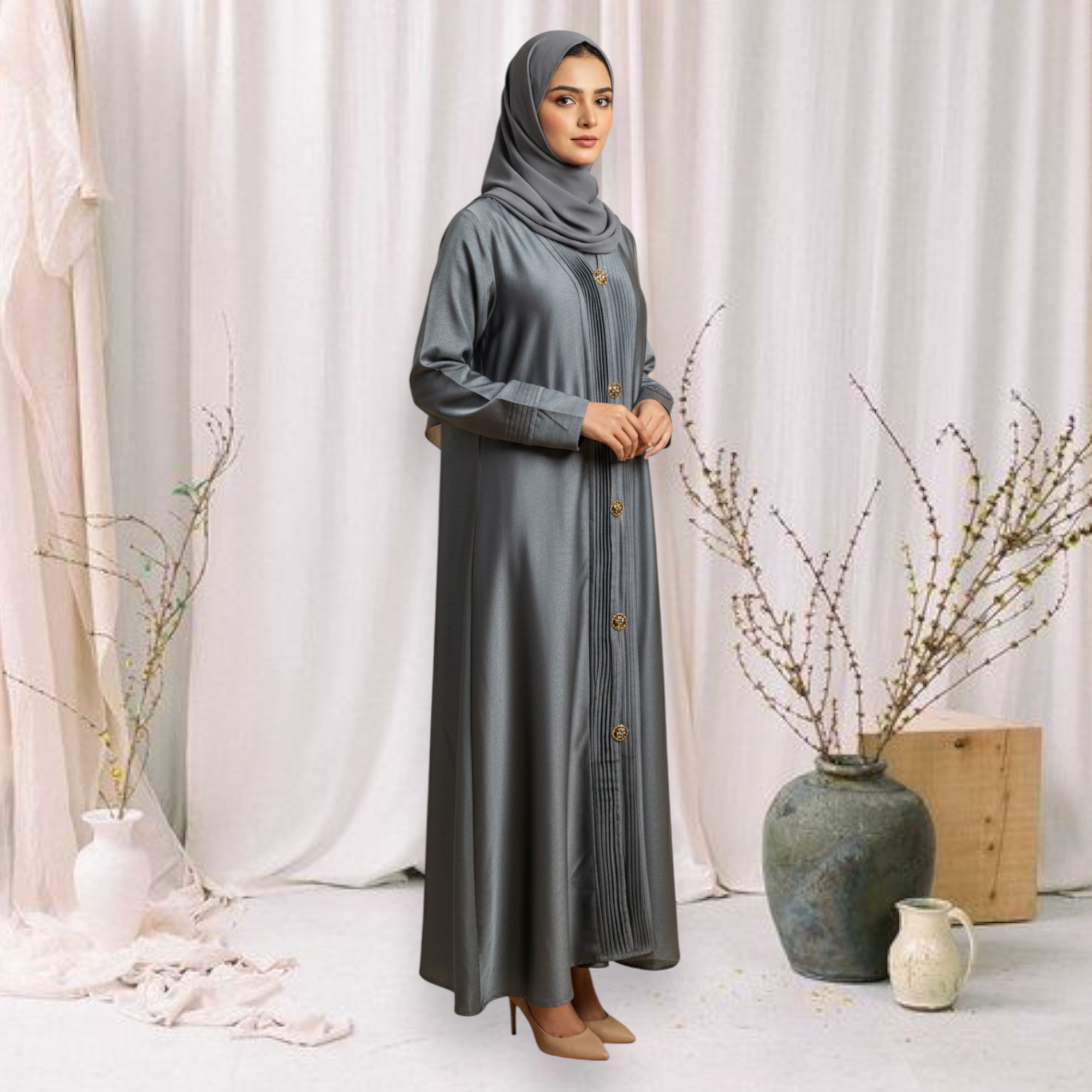 Elegant Grey Abaya