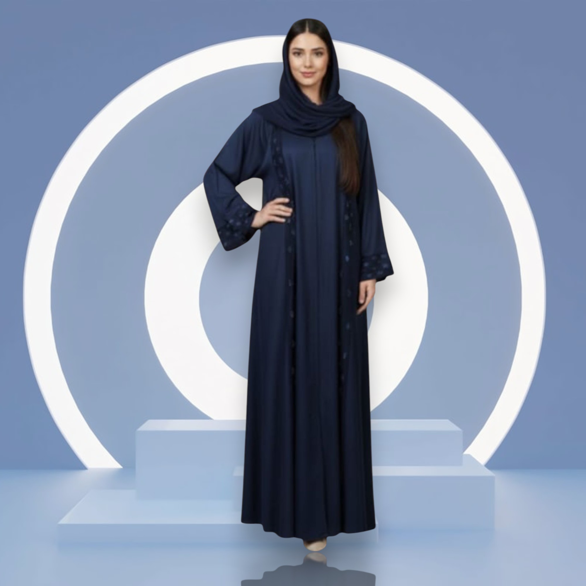 Elegant Navy Blue Abaya