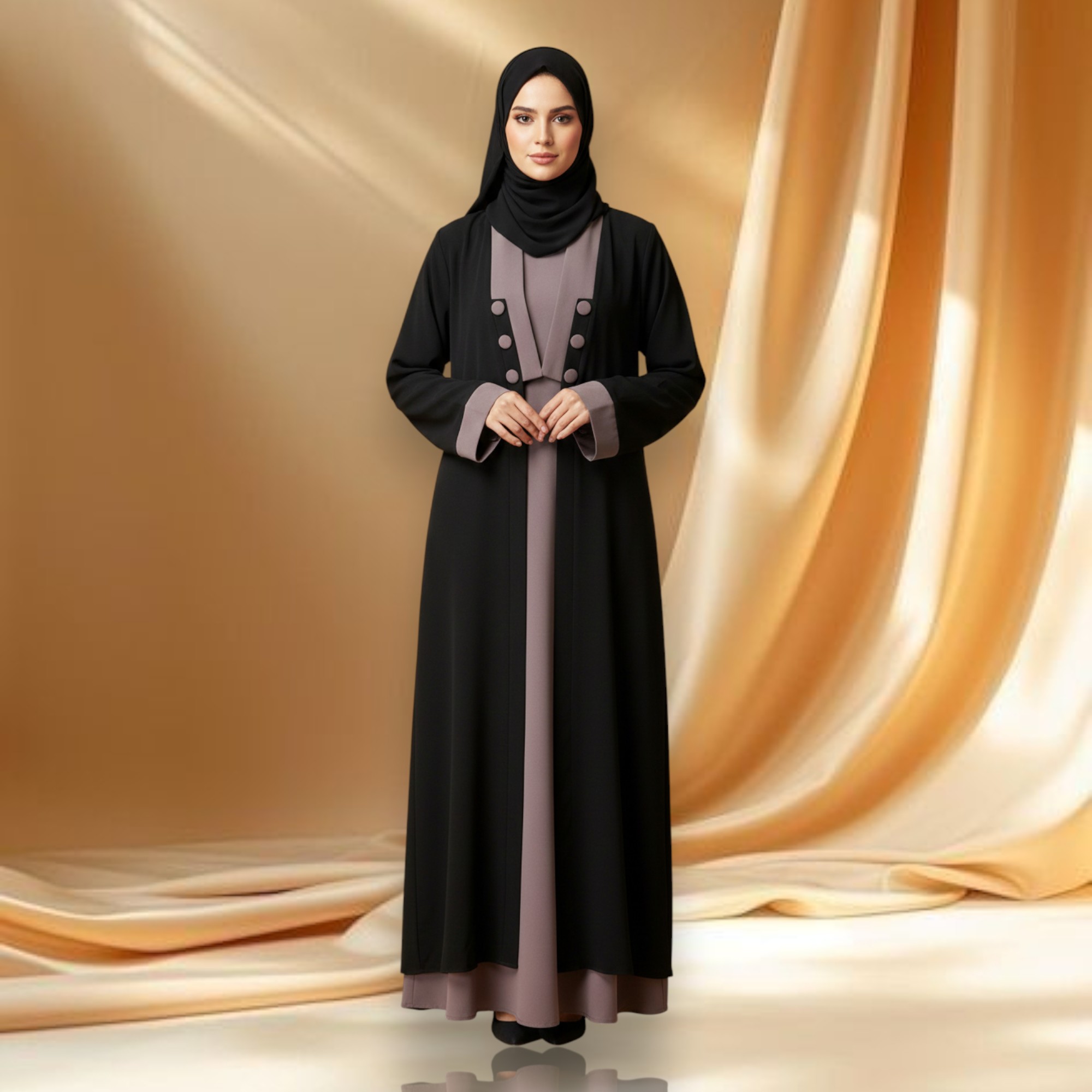 Elegant Two-Tone Abaya