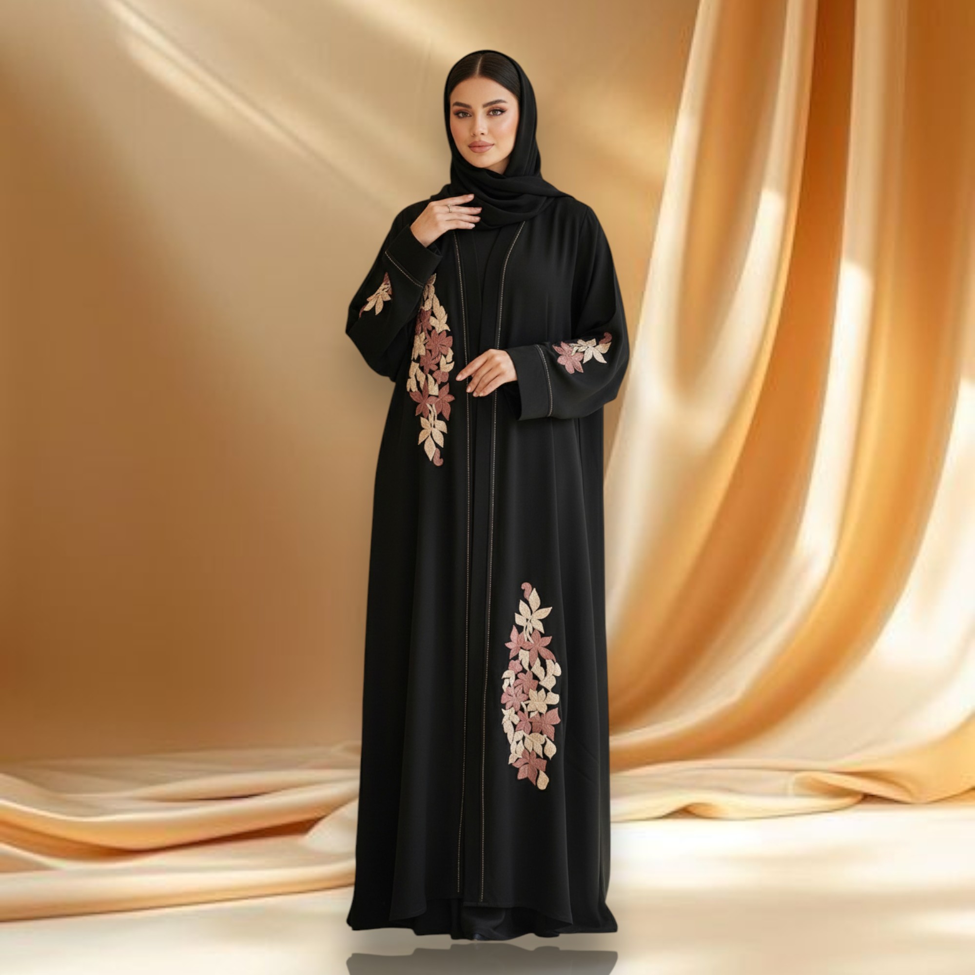Elegant Floral Embroidered Abaya