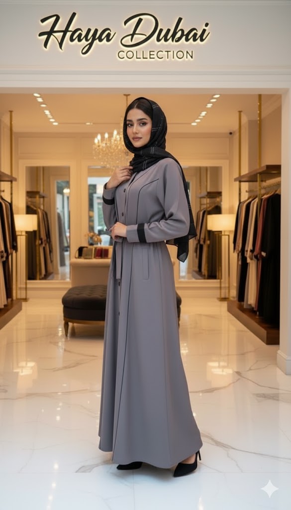 Al Kissa monto Premium Belted Abaya – Slate Grey
