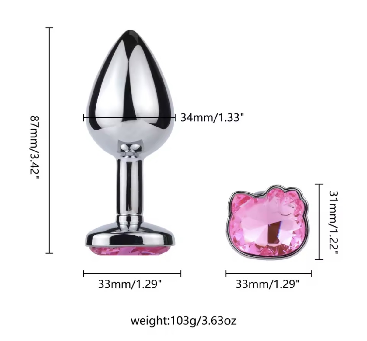 Plug Anal Metálico con Joya Rosada m