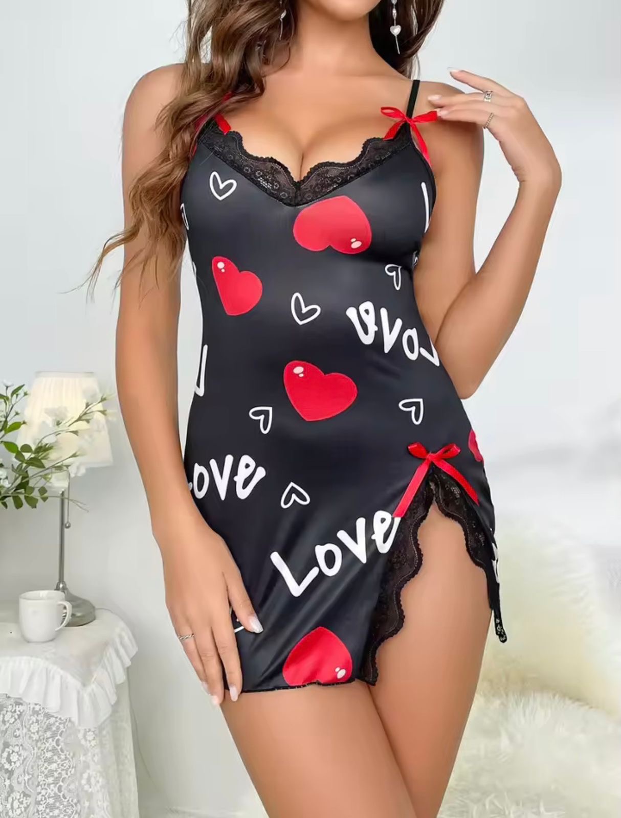 Baby doll negro corazones
