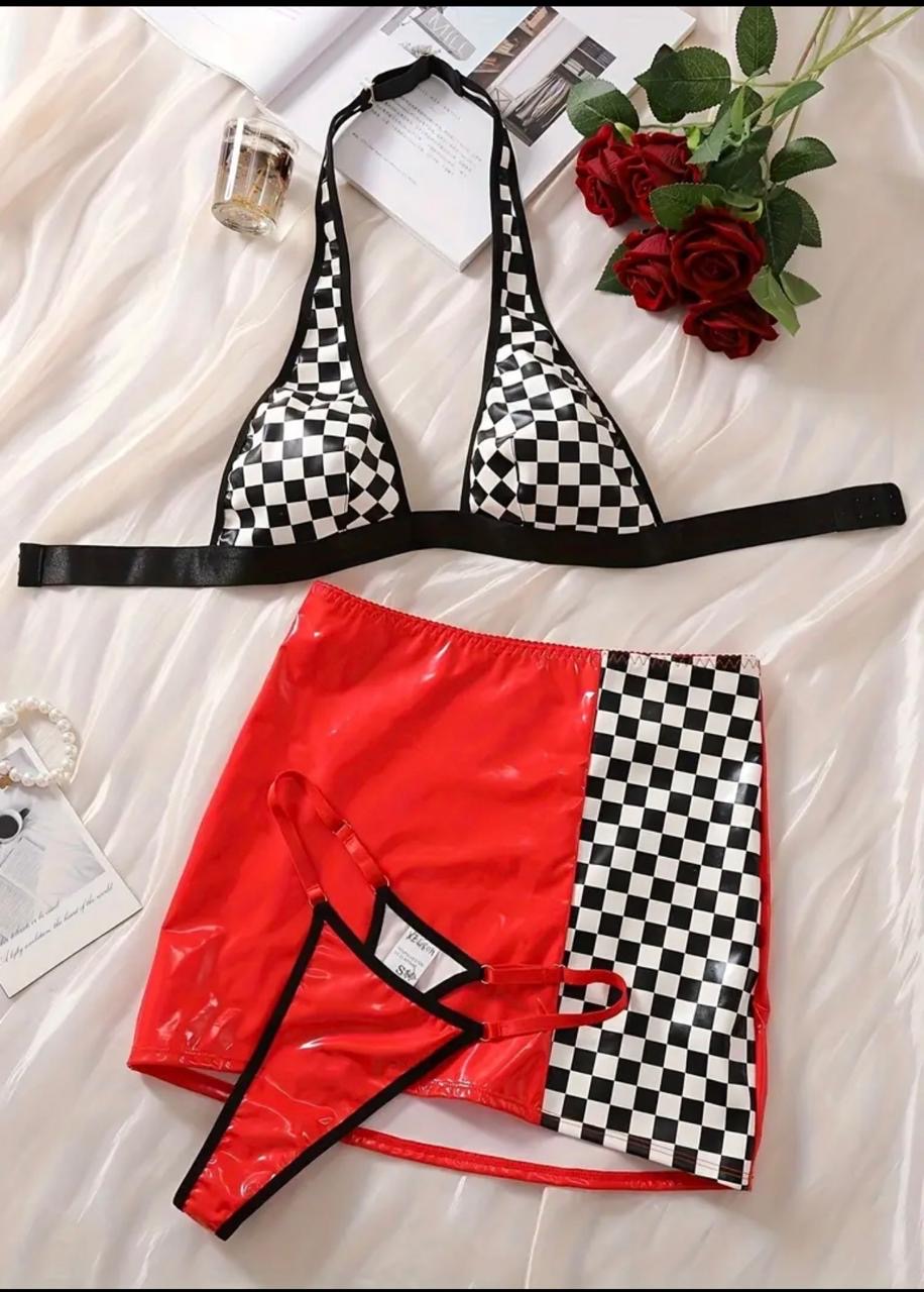 Conjunto sexy efecto vinilo cuadros