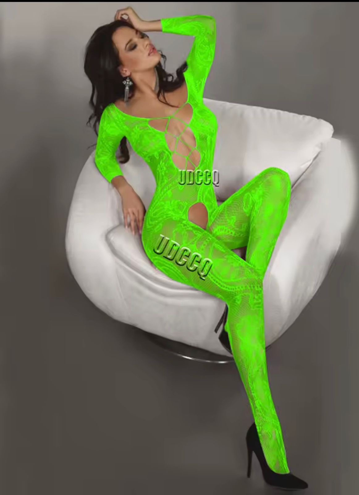 Body de encaje verde fosforescente