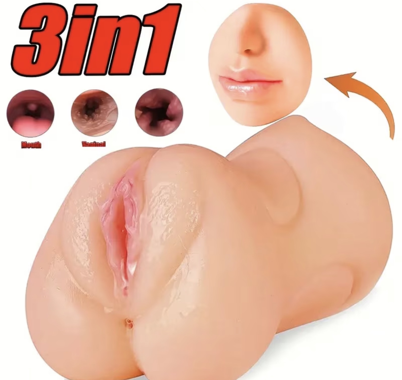 Masturbador Realista 3 en 1