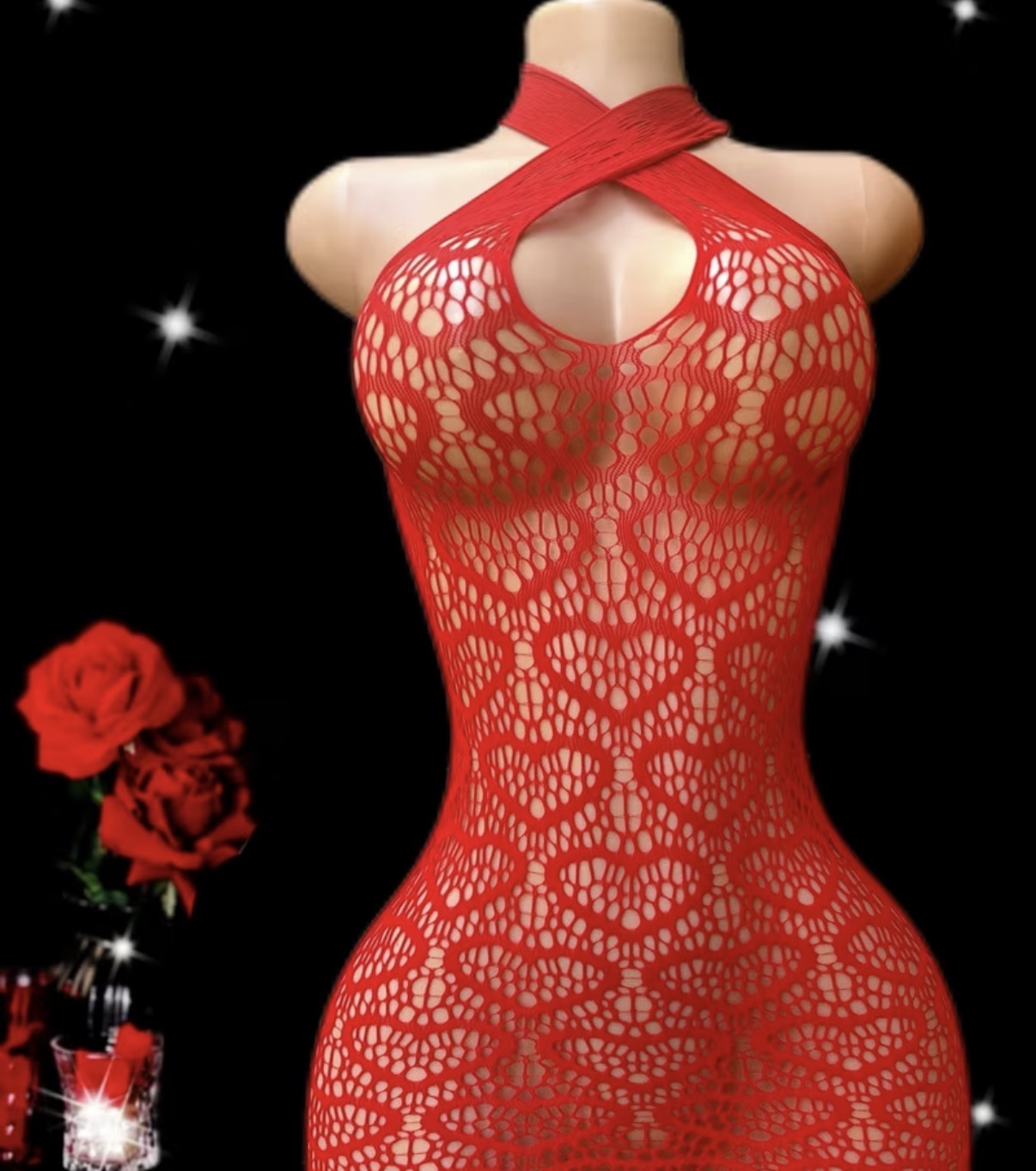 Vestido de red corazones