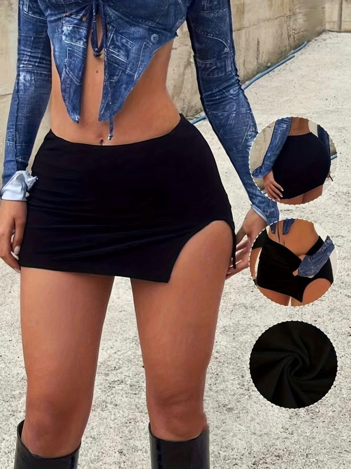 Minifalda negra asimétrica