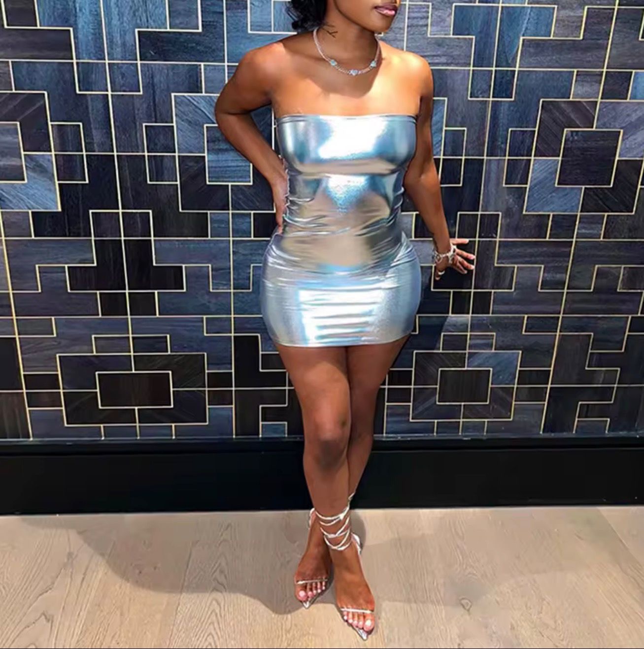 Vestido Metálico Plateado