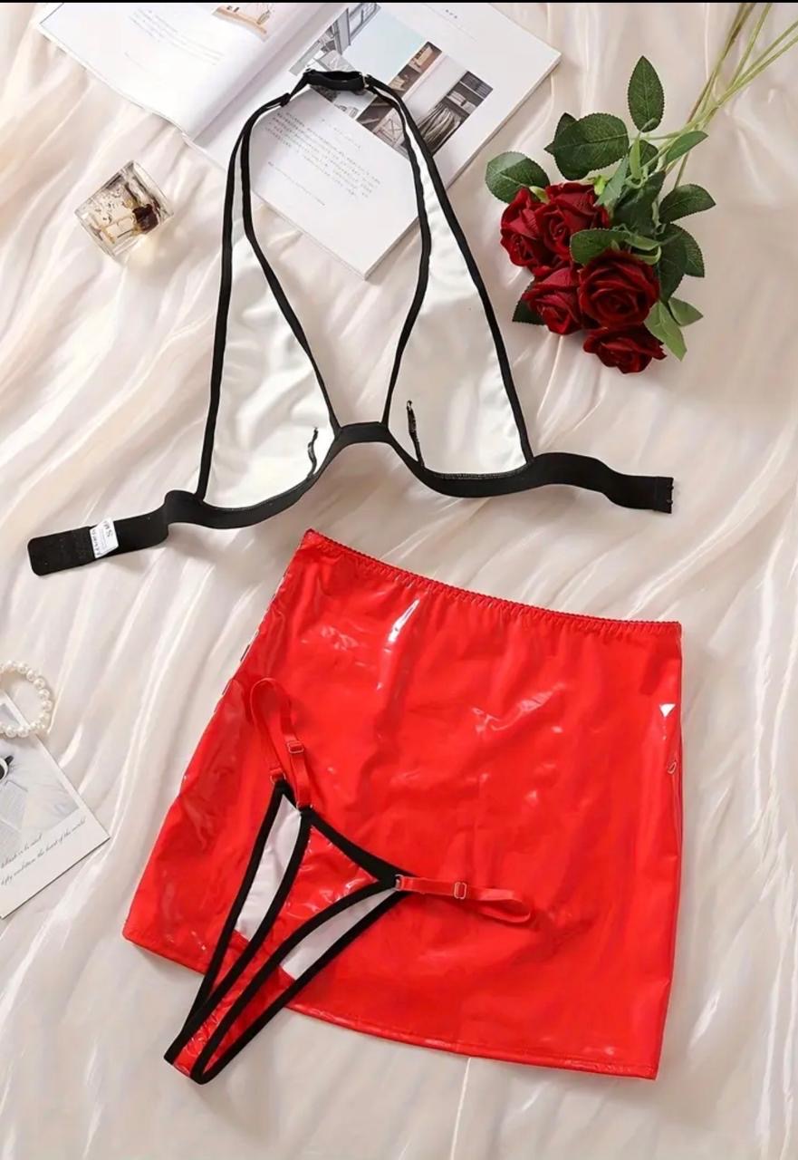 Conjunto sexy efecto vinilo cuadros
