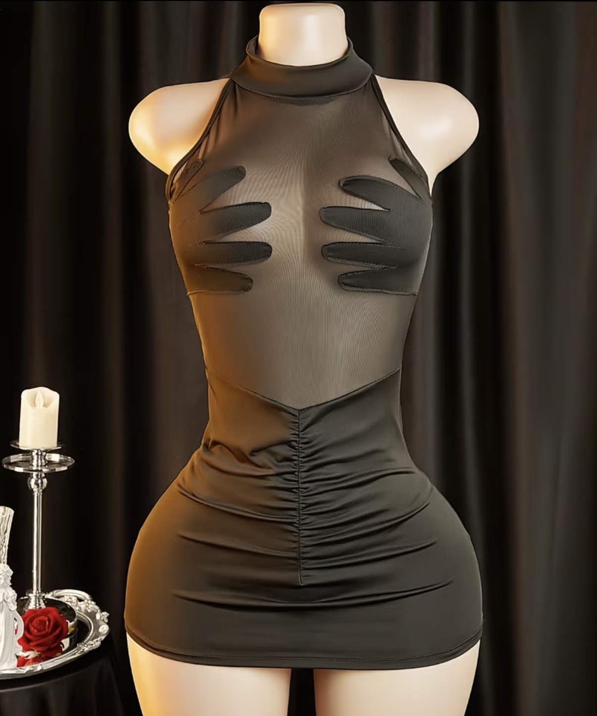 Vestido Sexy Transparente manos