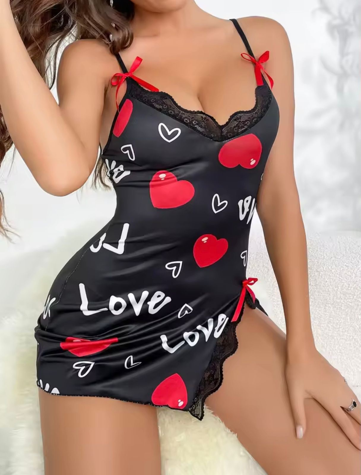 Baby doll negro corazones