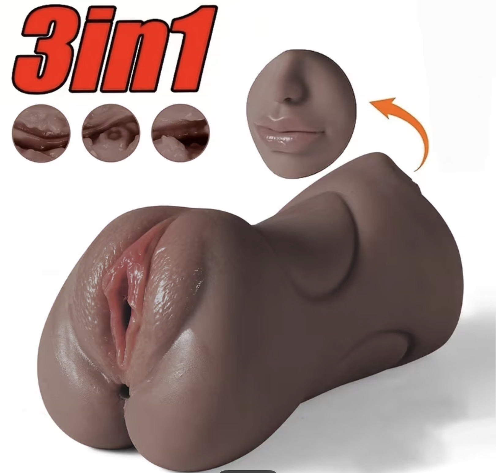 Masturbador Realista 3 en 1