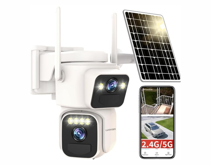 Dual-Cam Solar Powered Outdoor Security Camera