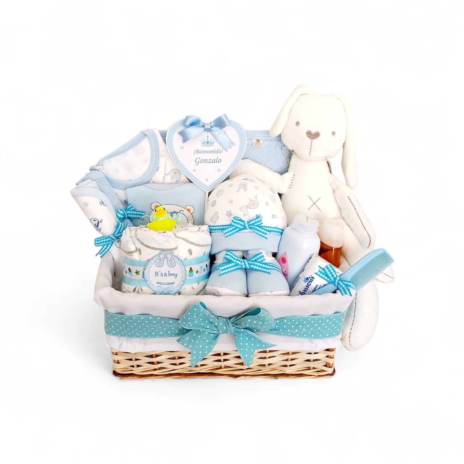 Canasta especial bebé conejo de apego